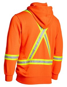 Sweat-shirt de sécurité réfléchissant orange à fermeture éclair, haute visibilité, pour travaux de construction et travaux routiers - Product Image 4