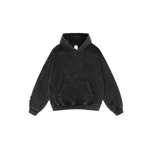 Sudadera con Capucha Oversize de Doble Capa de Algodón French Terry con Lavado Ácido, Estilo Retro Vintage 2026, Diseño Copo de Nieve, sin Estampado - Product Image 1