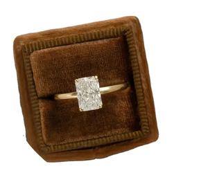 Bague en argent sterling 925 avec diamant moissanite, forme radiante, bague de fiançailles personnalisée, cadeau pour elle - Product Image 1