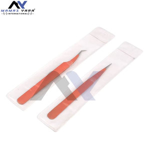 Pince à cils en acier inoxydable orange avec grip diamanté, outil d'application de cils, produit phare, personnalisable avec logo - Product Image 4