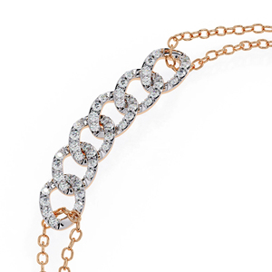 Pulsera de Doble Cadena con Diamantes Cultivados en Laboratorio, Corte Brillante Redondo, Tipo Curb Link, Oro Amarillo de 14K, Joyería Fina - Product Image 1