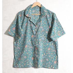 Women Floral Print Cotton Pajama Set Short Sleeve Turn-Down Collar Drawstring Shorts Summer Casual Sleepwear - Product Image 3