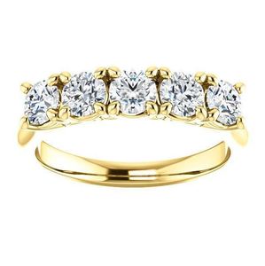 Bague de Fiançailles et de Mariage Classique Cinq Pierres en Moissanite Taillée, en Argent Sterling 925 Plaqué Or, Empilable, pour Anniversaire, pour Femme - Product Image 3
