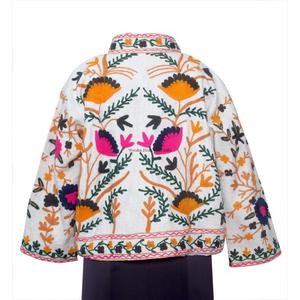 Chaqueta de Invierno para Mujer Hecha a Mano de Alta Calidad, Bordado Suzani TNT, Tejido de Algodón de Punto Corto, Diseño Étnico a Rayas - Product Image 6