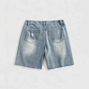 Shorts de mezclilla de nueva llegada para hombre, estilo jeans, ropa de calle con logo personalizado, color sólido, shorts de mezclilla con pedrería para hombre - Product Image 2