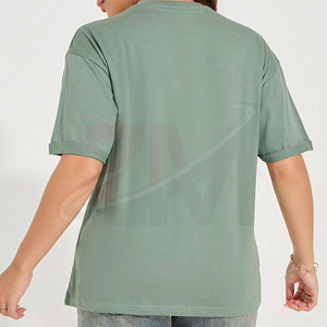T-shirt pour femme à broderie florale verte, manches courtes, col rond, coupe ample, décontracté, 100% coton, haut pour le printemps et l'été - Product Image 3