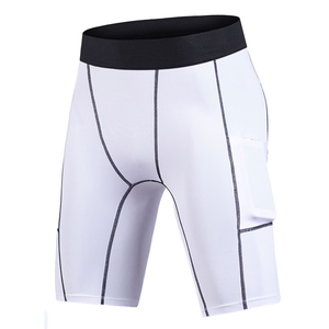 Fitness Gym Training White <b>Compression</b> <b>Shorts</b> With Pockets High Waist Elastic Quick Dry Sporty Fitness Athletic <b>Short</b> - Product Image 3