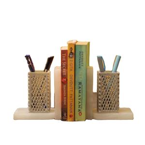 Serre-livres de table en marbre de luxe avec porte-stylo pour l'école et le bureau Fournisseur de serre-livres de table en marbre antique personnalisé - Product Image 1