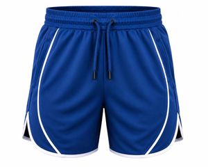 Shorts de sport décontractés pour hommes, écologiques, bleus, à séchage rapide, avec cordon de serrage à la taille, mi-longs, en polyester tricoté, pour la remise en forme et l'entraînement - Product Image 1