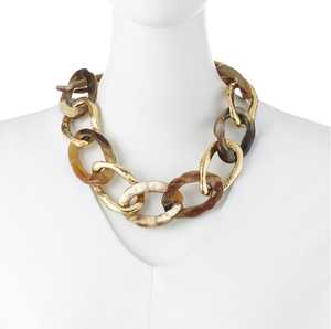 Collar con Colgante de Cuerno Elegante y de Alta Calidad, Hecho a Mano con Resina, Madera, Metal y Hueso, con Diamante y Perla, Cadena Única, Artesanía Natural - Product Image 5