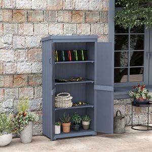Casetta da Giardino Grigia Facile da Montare, Armadio Esterno per Stoccaggio, Tetto Zincato Impermeabile, Porta con Serratura in Resina per Conservazione Sicura - Product Image 2