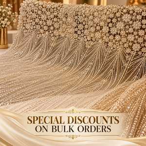 Tissu en maille brodé de perles, orné de fleurs et de sequins, pour robe de mariée, dentelle textile de créateur, haute couture - Product Image 1