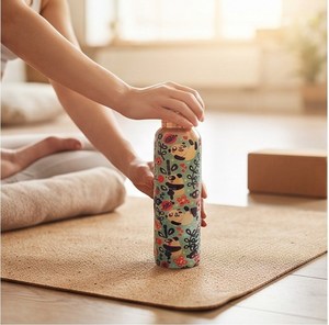 Copper <b>Water</b> <b>Bottle</b> with Cartoon Panda Design Reusable Screw-On <b>Metal</b> Flask for Travel - Product Image 3