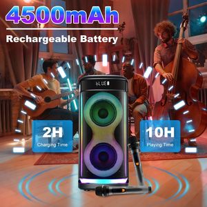 Altoparlante Portatile Wireless per Feste con Luce LED e Microfono, Telecomando, TWS, Alti, Bassi, Eco, Musica di Sottofondo - Product Image 4