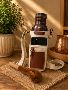 Black Hammered Metal Water <b>Bottle</b> Set Copper Tumbler Carry Bag Cleaning <b>Brush</b> Classic Eco-friendly Antique Creations Portable - Product Image 2