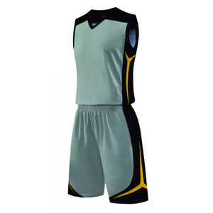 Ensemble de maillots de basket personnalisés sans manches, col en V, polyester respirant, vêtements de sport pour hommes, toutes saisons, couleur unie - Product Image 2