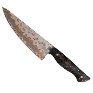 Cuchillo de Cocina Premium con Patrón de Damasco de Cobre, con Agarre Ergonómico Cómodo para Tareas de Cocina y Picnic - Product Image 1