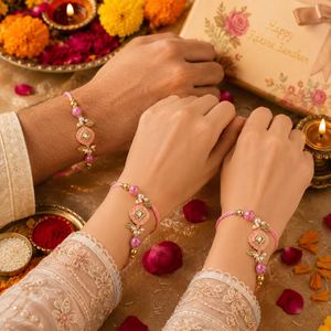 Elegantes Pares de Lumba Rakhi de Diseño para Bhai Bhabhi, Conjunto de Pulseras Tradicionales para Raksha Bandhan con Cuentas de Perlas y Estilo Étnico para Festivales - Product Image 5