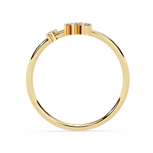 แหวนเพชรทรงมาร์คีส์สำหรับผู้หญิง ประดับด้วยเพชรทรงกลม ทองคำแท้ 14k สีเหลืองทอง สไตล์คลาสสิกสำหรับงานหมั้น - Product Image 4