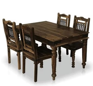 High Quality Modern Luxury Royal Eco-Friendly Durable Teak Wood Round Carved Dining <b>Table</b> 4 Chair <b>Bench</b> Restaurant <b>Set</b> - Product Image 4