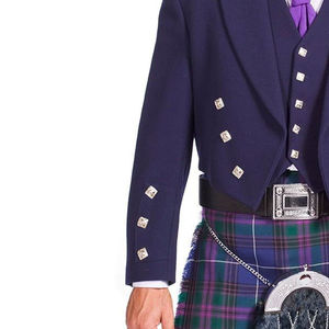 Chaqueta de Tweed con Diseño Argyle, Estilo Formal de Chaqueta Argyll para Kilt, Todas las Tallas, Chaqueta de Lana Negra Prince Charlie con Chaleco - Product Image 4