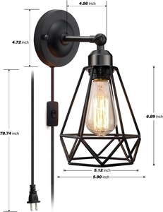 Modern LED <b>Wall</b> Lamp Indoor <b>Sconce</b> OEM Customization <b>Lighting</b> Minimalist Industrial Geometric Cage Design Vintage Edison Style - Product Image 2