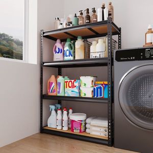 Espositore per Guanti in Ferro a 4 Ripiani Regolabili, Forma a Zucca, Perforato, 122*60*153.5cm, Nero, per Organizzazione Cucina - Product Image 5