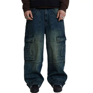Pantalones Vaqueros Cargo de Mezclilla para Hombre, Estilo Urbano, 6 Bolsillos, Tallas Grandes, Lavados, con Logotipos Personalizados, Servicio OEM, Precio Económico - Product Image 6