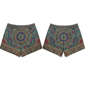 Shorts de sport professionnels pour femmes, coupe sublimée, motif géométrique ethnique kaléidoscope, résistants à la déchirure, poids lourd - Product Image 1