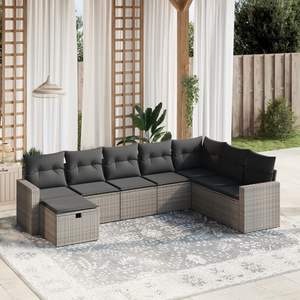 Conjunto de Sofá Grande para Jardín en Poliratán Gris con Acero con Recubrimiento en Polvo, Muebles Elegantes para Exteriores - Product Image 1