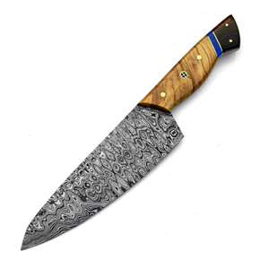 Couteau de chef artisanal personnalisé en acier Damas, lame de 8 à 9,9 pouces, manche en bois, couteau de cuisine traditionnel, forgé pour droitier - Product Image 4