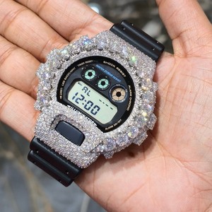 Reloj Iced Out con Moissanita, Estilo Digital Analógico de Cuarzo Mecánico, Caja Redonda, Correa de Acero Inoxidable, Resistente al Agua - Product Image 4