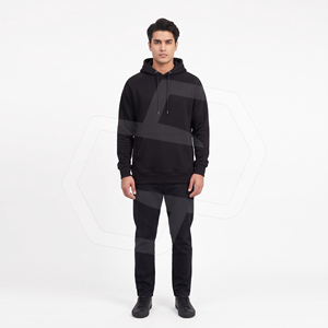 Sudadera con Capucha Personalizada para Hombre, de Invierno, Ecológica, de Forro Polar, Estilo Raglán, Color Negro Sólido, Sudadera Informal, OEM NIZA GEAR Pakistán - Product Image 4