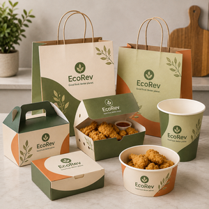Caja de Cartón Blanca Desechable, Biodegradable, Ecológica y Reciclable, con Diseño de Logotipo Personalizado, Impresión UV de Grado Alimenticio, Marca EcoRev - Product Image 3