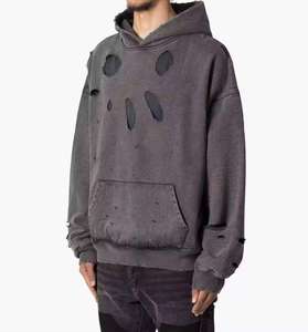 Sweat à capuche confortable 400 GSM, effet délavé vintage, logo personnalisé du fabricant, imprimé numériquement, sweat à capuche douillet en coton vintage pour homme - Product Image 6