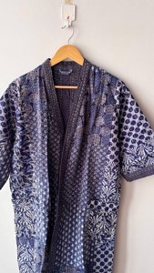Kimono long en coton imprimé, vêtement unisexe, cadeau pour lui, robe de demoiselle d'honneur, robe de soirée pour femme, kimono bohème, kimono en pur coton - Product Image 2