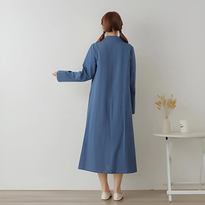 Robe midi en lin biologique pour femme, manches cloche, coupe ample, taille haute, style vintage, coupe trapèze, design personnalisé, grandes tailles, vente en gros, direct usine - Product Image 2