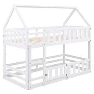 Vente en gros de lits jumeaux superposés modernes blancs pour enfants avec cadre de maison écologique et durable pour les enfants - Product Image 4