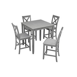 Small Space <b>Kitchen</b> Dining <b>Table</b> 4 Person Counter Height Gray <b>Square</b> <b>Table</b> for Home ONLY <b>TABLE</b> - Product Image 5