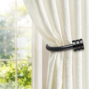 Small Classic Cap Finials Black Wall-Mounted Curtain Holdbacks Home Decor <b>Tiebacks</b> Hooks for Curtain Poles Tracks Accessories - Product Image 5