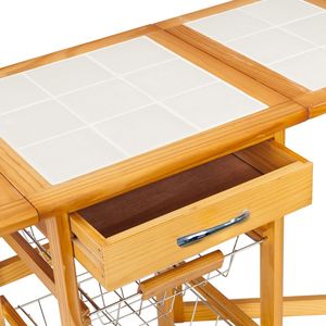 Carrello da Cucina Portatile con Ripiani Ribaltabili, Colore Sapele - Spedizione Gratuita YJ Island - Product Image 3