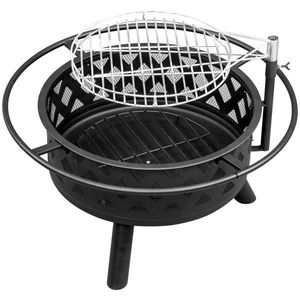 30in Outdoor Black Metal Fire Pit with Cooking Grates for Outdoor Entertaining - Product Image 5