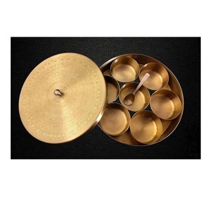 Kitchen Storage Metal Masala <b>Box</b> With Inner Bowls For Easy Access To Everyday Indian Cooking Ingredients - Product Image 1
