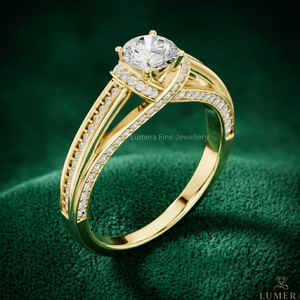 Anillo de Compromiso de Lujo con Diamante Cultivado en Laboratorio, Corte Brillante Redondo, Certificado IGI, Chapado en Oro de 18K, Venta al Por Mayor de Fábrica, para Mujer - Product Image 4