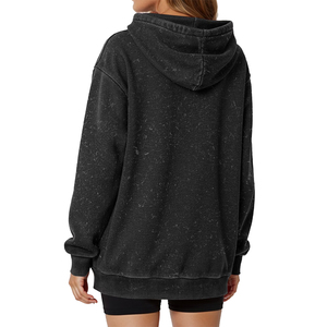 High Quality Acid Washed Women's Casual Wear Hoodies <b>Black</b> Color 100% Cotton Pullover Hip Hop Outdoor Washed Fashionable Hoodies - Product Image 4
