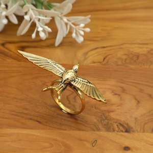 Golden Bird Statement <b>Ring</b> <b>Adjustable</b> Sparrow Minimalist Nature Jewelry Bohemian Handmade for women - Product Image 5