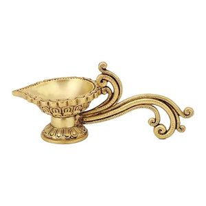 Lampe à huile traditionnelle indienne en laiton faite à la main pour la décoration de la maison et les décorations festives - Product Image 2