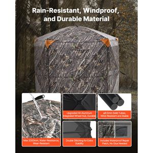 Tenda Mimetica Leggera per 6-7 Persone, Riforzata e Resistente, con Borsa per il Trasporto, Riparo Nascosto per la Caccia - Product Image 4