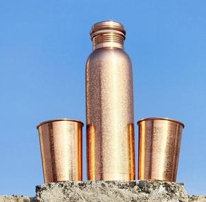 1 Pcs Luxury Design Eco-Friendly Hammered Copper Water Bottle <b>Set</b> with Lid and <b>Cups</b> - Product Image 6