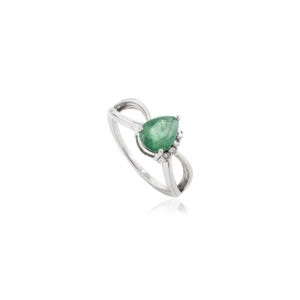 High Quality Natural Pear Cut <b>Emerald</b> 925 Sterling <b>Silver</b> Rhodium Plated Prong Set <b>Ring</b> Minimalist May Birthstone Women's Fine - Product Image 3